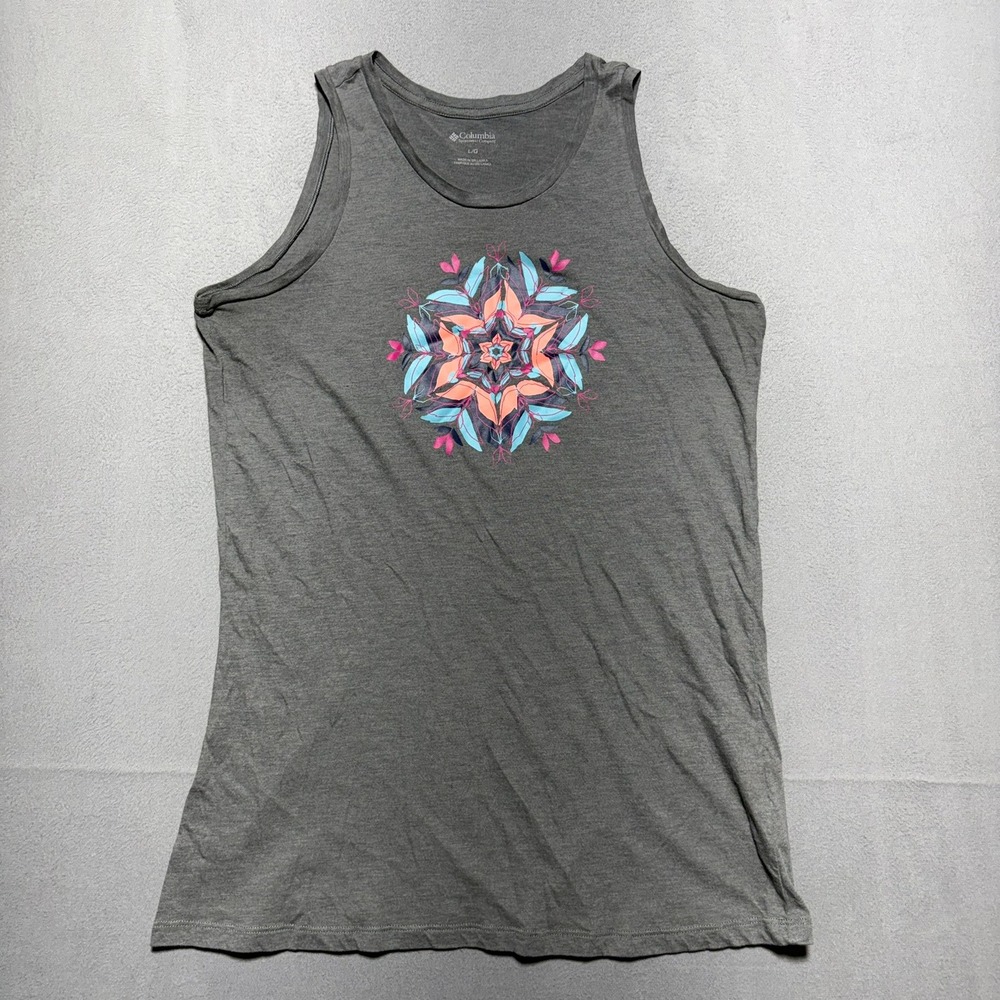 Columbia Sportswear Womens Gray Mandala Graphic Tank Top AL1473 Size L